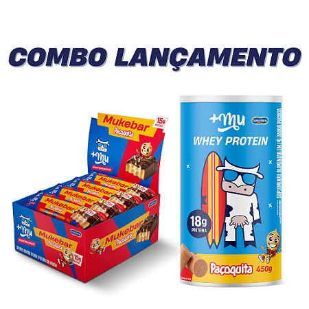 [LANÇAMENTO] Mukebar +Mu Performance - Paçoquita - Caixa 12 unidades - 720g + Whey Concentrado +MU - Paçoquita - Pote 450G