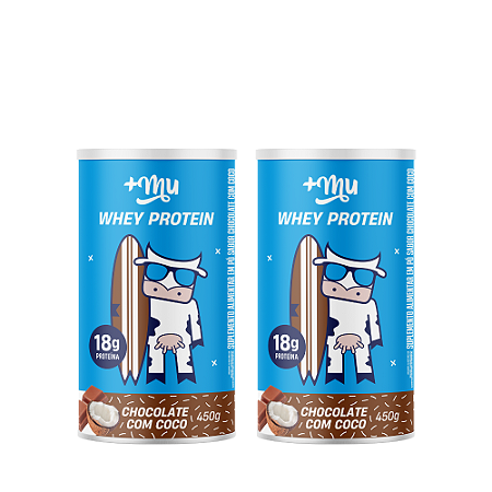 WHEY CONCENTRADO +MU - CHOCOLATE COM COCO - 2 POTES 450G (PREÇO REFIL)