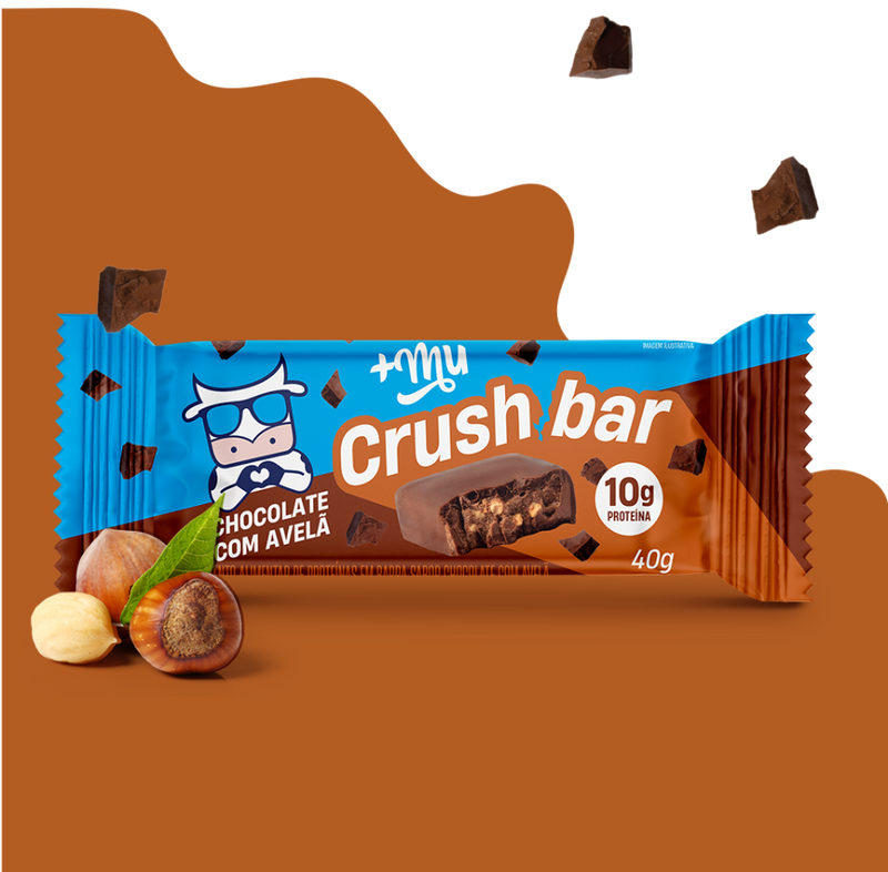 Crushbar +Mu - Chocolate c/ Avelã - Caixa 12 unidades - 480g