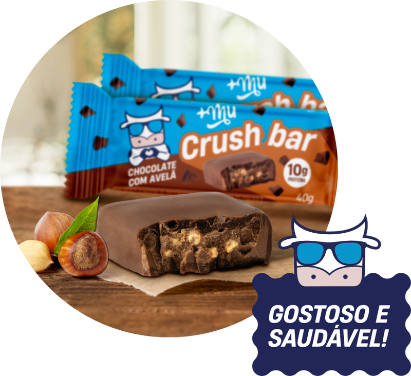 Crushbar +Mu - Chocolate c/ Avelã - Caixa 12 unidades - 480g