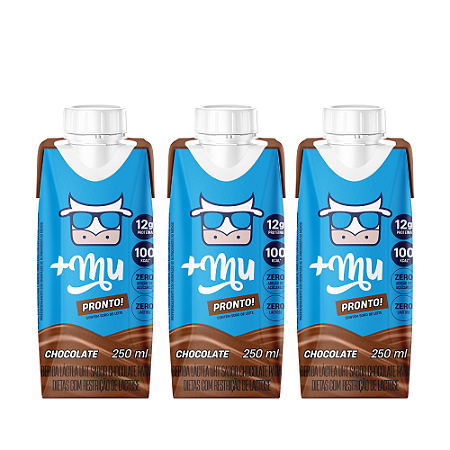 Combo Bebida +Mu - Pronto para Beber - Chocolate - 3 Garrafinhas (250ml)