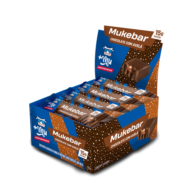 [Lançamento] Mukebar Chocolate com Avelã +Mu performance - Caixa com 12 Unidades - 720g