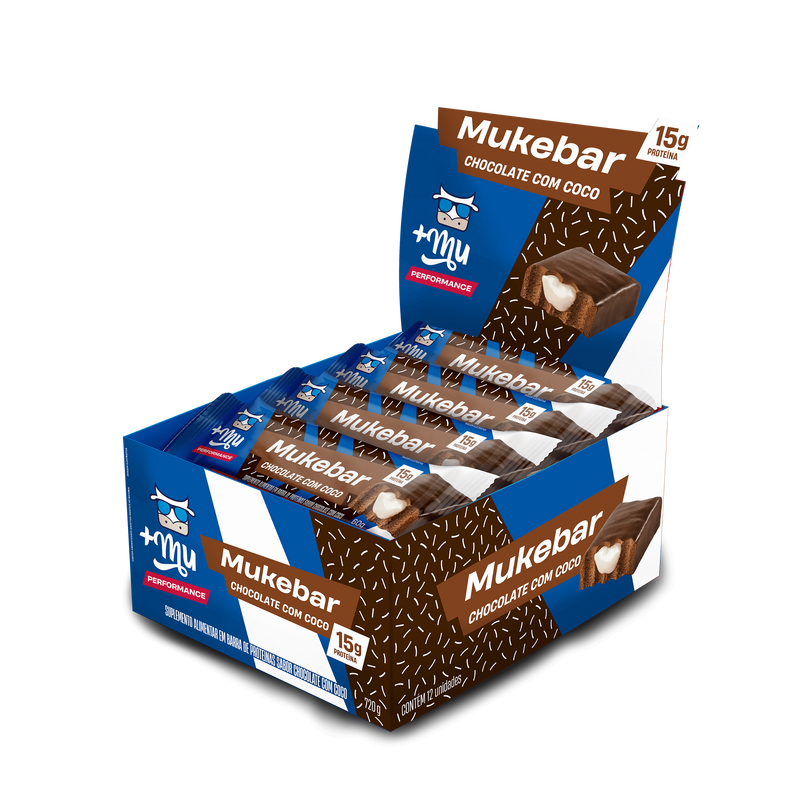 [Lançamento] Mukebar Chocolate com Coco +Mu performance - Caixa com 12 Unidades - 720g