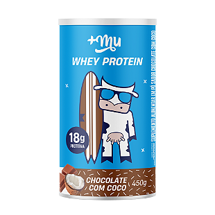 WHEY CONCENTRADO +MU - CHOCOLATE COM AVELÃ - 2 POTES 450G (PREÇO REFIL)