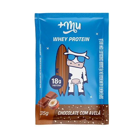 WHEY CONCENTRADO +MU - CHOCOLATE COM AVELÃ (15 SACHÊS COM 35G CADA) - 525G